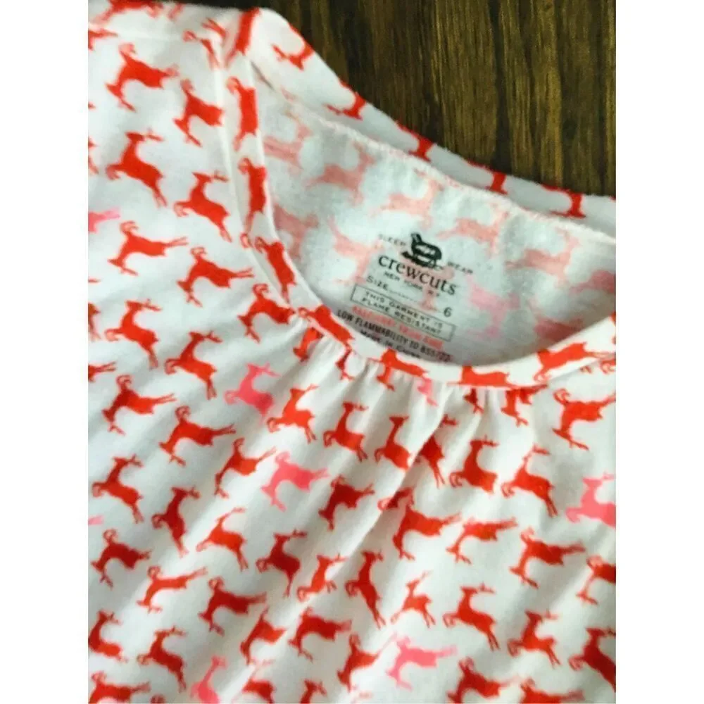 Crewcuts Girls 6 Dancing Deer Flannel Nightgown